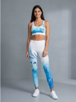 Premium pentru jambiere lungi pentru femei ALTISPORT VOJ/ALW083LEG01 ALB -BLUE