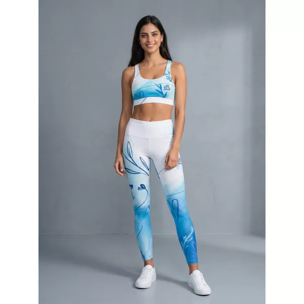  Premium pentru jambiere lungi pentru femei ALTISPORT VOJ/ALW083LEG01 ALB -BLUE 