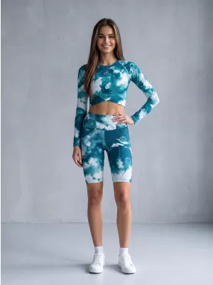 Jambiere pentru femei deasupra genunchilor premium ALTISPORT VOJ/ALW066LEG02 VERDE -BLUE