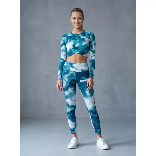  Jambiere pentru femei deasupra genunchilor premium ALTISPORT VOJ/ALW066LEG02 VERDE -BLUE 