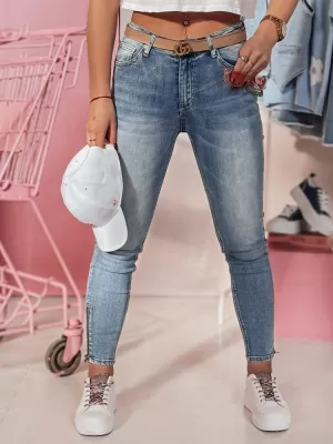 Pantalonii pentru doamne DSTREET DENZEL UY2378 ALBASTRU