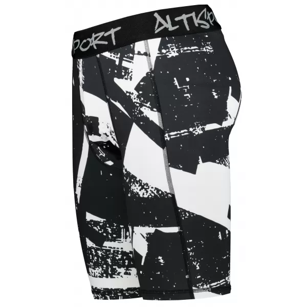  Jambiere sport pentru bărbați pe genunchii premium ALTISPORT VOJ/ALM079LEG02 ALB -NEGRU 