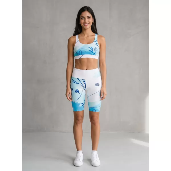  Jambiere pentru femei deasupra genunchilor premium ALTISPORT VOJ/ALW083LEG02 ALB -BLUE 