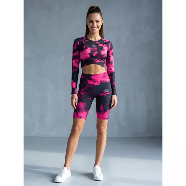  Jambiere pentru femei deasupra genunchilor premium ALTISPORT VOJ/ALW066LEG02 NEGRU -PINK 