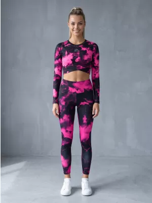 Premium pentru jambiere lungi pentru femei ALTISPORT VOJ/ALW066LEG01 NEGRU -PINK