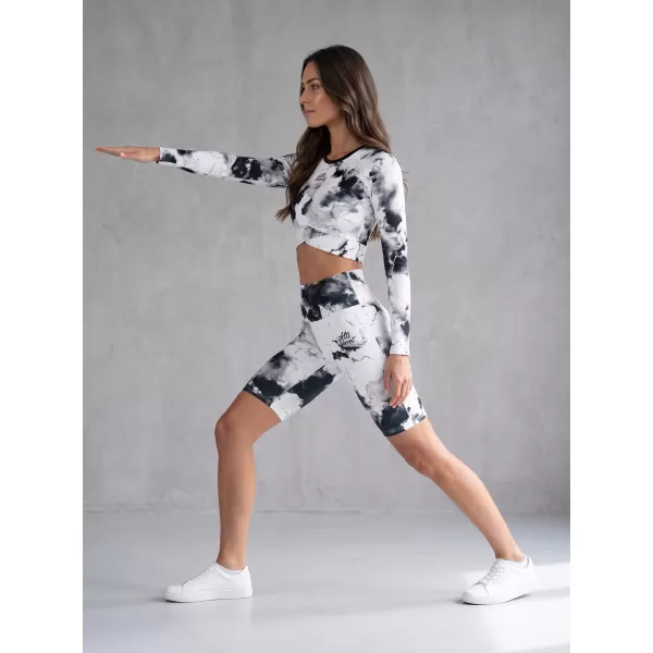  Jambiere pentru femei deasupra genunchilor premium ALTISPORT VOJ/ALW066LEG02 ALB -ȘI -BLACK 