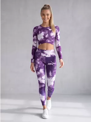 Premium pentru jambiere lungi pentru femei ALTISPORT VOJ/ALW066LEG01 ALB -VIOLET