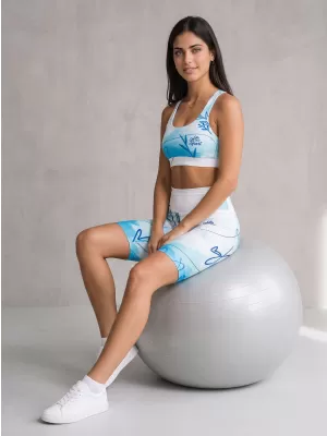 Jambiere pentru femei deasupra genunchilor premium ALTISPORT VOJ/ALW083LEG02 ALB -BLUE