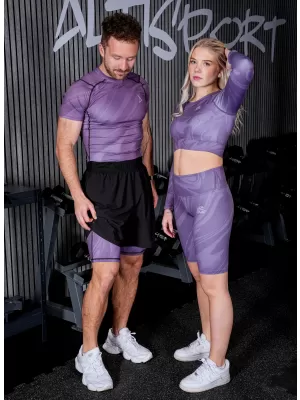 Jambiere sport pentru bărbați pe genunchii premium ALTISPORT VOJ/ALM072LEG02 VIOLET