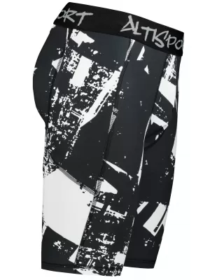 Jambiere sport pentru bărbați pe genunchii premium ALTISPORT VOJ/ALM079LEG02 ALB -NEGRU
