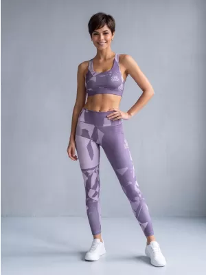 Premium pentru jambiere lungi pentru femei ALTISPORT VOJ/ALW080LEG01 GRI-VIOLETĂ