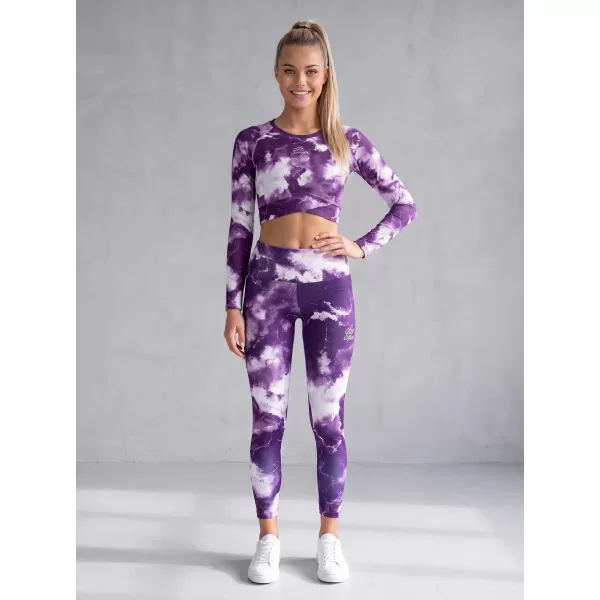  Premium pentru jambiere lungi pentru femei ALTISPORT VOJ/ALW066LEG01 ALB -VIOLET 