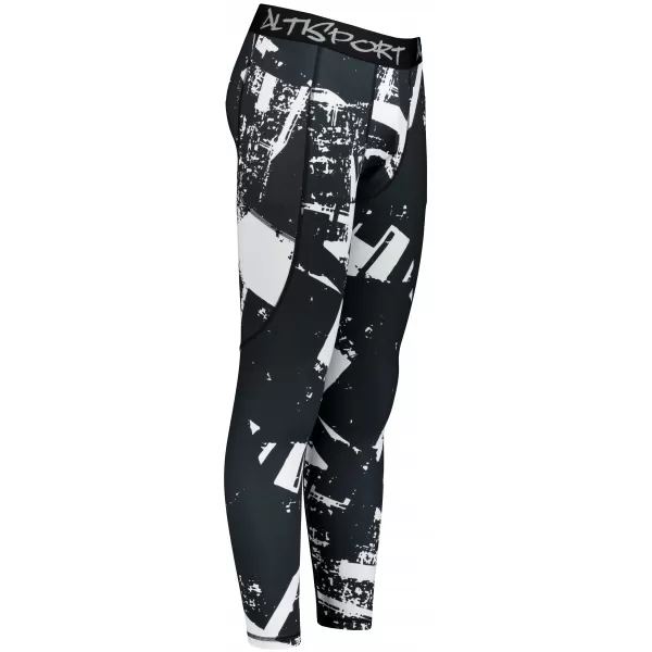  Jambiere sport pentru bărbați de premiu lung ALTISPORT VOJ/ALM079LEG01 ALB -NEGRU 