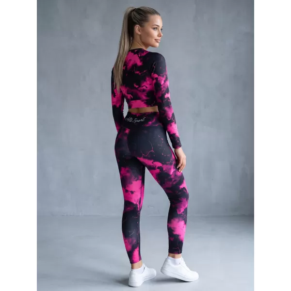  Premium pentru jambiere lungi pentru femei ALTISPORT VOJ/ALW066LEG01 NEGRU -PINK 