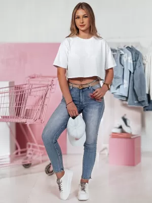 Pantalonii pentru doamne DSTREET DENZEL UY2378 ALBASTRU