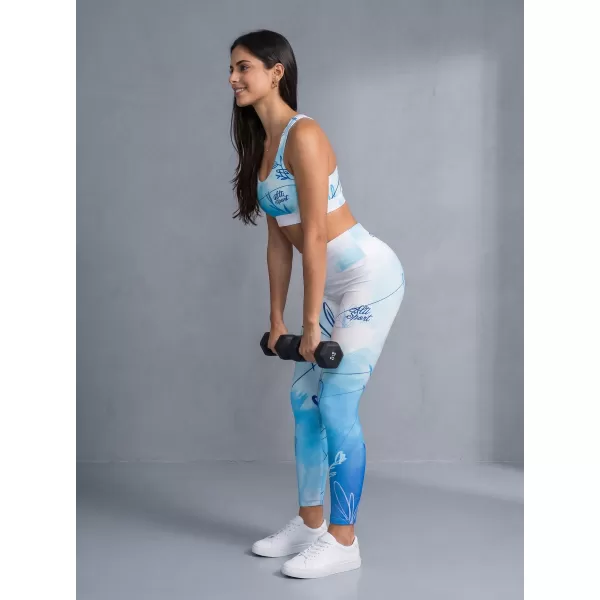  Premium pentru jambiere lungi pentru femei ALTISPORT VOJ/ALW083LEG01 ALB -BLUE 
