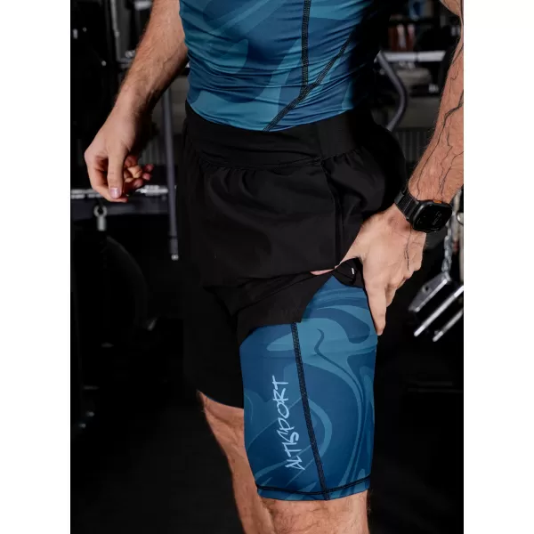  Jambiere sport pentru bărbați pe genunchii premium ALTISPORT VOJ/ALM072LEG02 KEROSEN 