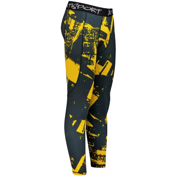  Jambiere sport pentru bărbați de premiu lung ALTISPORT VOJ/ALM079LEG01 NEGRU -YELLOW 