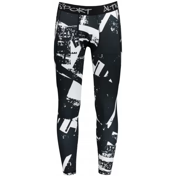  Jambiere sport pentru bărbați de premiu lung ALTISPORT VOJ/ALM079LEG01 ALB -NEGRU 