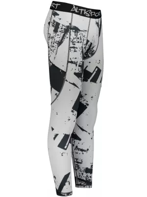 Jambiere sport pentru bărbați de premiu lung ALTISPORT VOJ/ALM079LEG01 NEGRU -GRAY