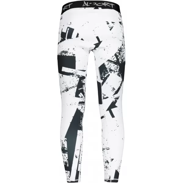  Jambiere sport pentru bărbați de premiu lung ALTISPORT VOJ/ALM079LEG01 ALB -ȘI -BLACK 