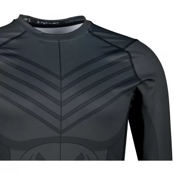  Tricou de compresie funcțională pentru bărbați cu premium cu mânecă lungă ALTISPORT VOJ/ALM095TR03 NEGRU 