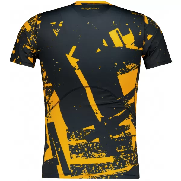  Tricou de compresie funcțională pentru bărbați cu premiu cu mânecă scurtă ALTISPORT VOJ/ALM079TR04 NEGRU -YELLOW 