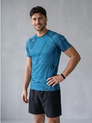 Tricou de compresie funcțională pentru bărbați cu premiu cu mânecă scurtă ALTISPORT VOJ/ALM079TR04 ALBASTRU