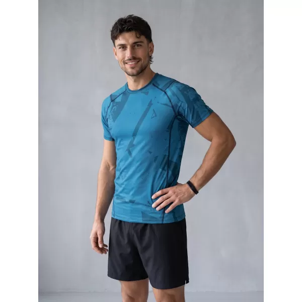  Tricou de compresie funcțională pentru bărbați cu premiu cu mânecă scurtă ALTISPORT VOJ/ALM079TR04 ALBASTRU 