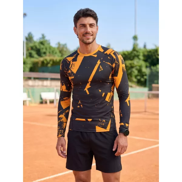  Tricou de compresie funcțională pentru bărbați cu premium cu mânecă lungă ALTISPORT VOJ/ALM079TR03 NEGRU -YELLOW 