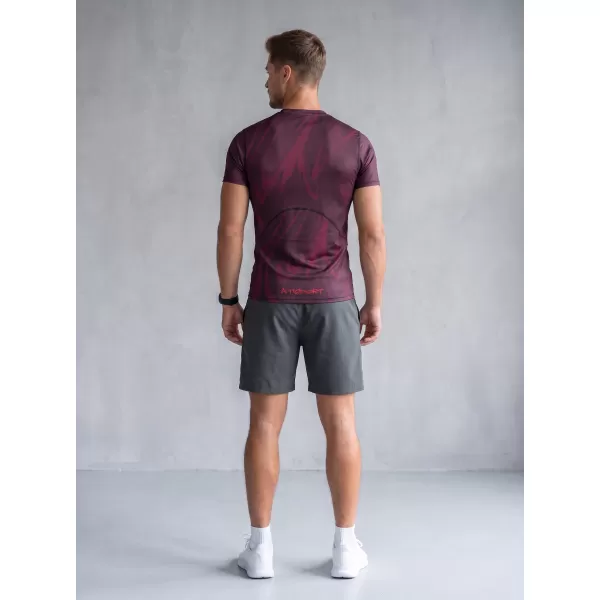  Tricou de compresie funcțională pentru bărbați cu premiu cu mânecă scurtă ALTISPORT VOJ/ALM072TR04 VIN ROȘU 