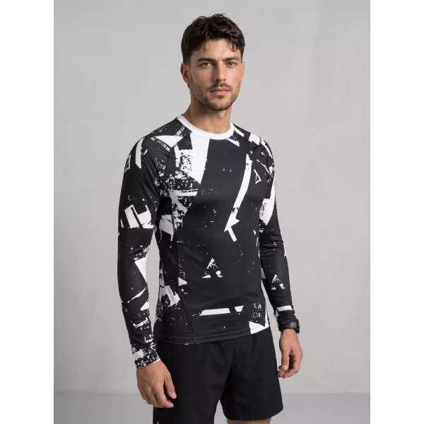  Tricou de compresie funcțională pentru bărbați cu premium cu mânecă lungă ALTISPORT VOJ/ALM079TR03 ALB -NEGRU 