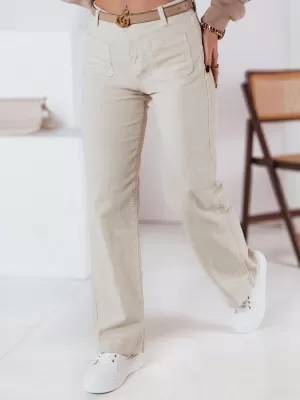 Pantalonii pentru doamne DSTREET WELVIA UY2302 BEJ