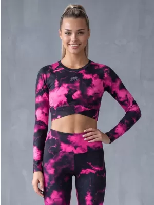 Top funcțional pentru femei cu mâneci lungi premium ALTISPORT VOJ/ALW066TR04 NEGRU -PINK