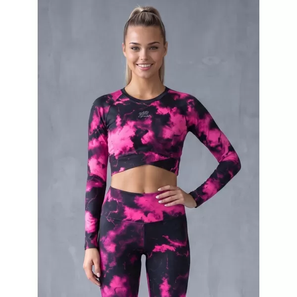  Top funcțional pentru femei cu mâneci lungi premium ALTISPORT VOJ/ALW066TR04 NEGRU -PINK 