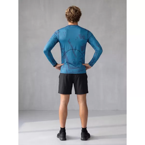  Tricou de compresie funcțională pentru bărbați cu premium cu mânecă lungă ALTISPORT VOJ/ALM079TR03 ALBASTRU 