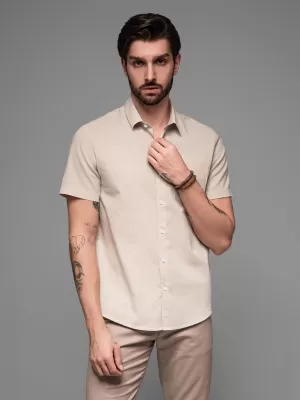 Cămaşă OMBRE OM-SHSS-0168 BEJ