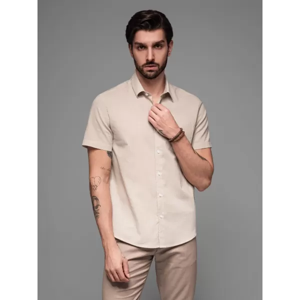  Cămaşă OMBRE OM-SHSS-0168 BEJ 