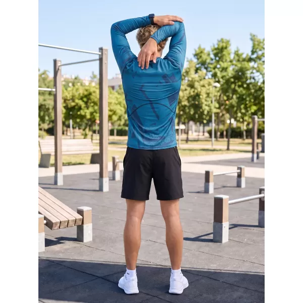  Tricou de compresie funcțională pentru bărbați cu premium cu mânecă lungă ALTISPORT VOJ/ALM079TR03 ALBASTRU 