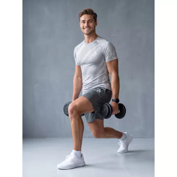  Tricou de compresie funcțională pentru bărbați cu premiu cu mânecă scurtă ALTISPORT VOJ/ALM072TR04 GRI 