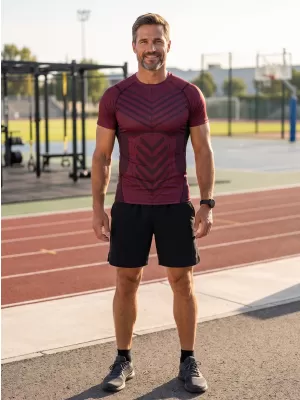 Tricou de compresie funcțională pentru bărbați cu premiu cu mânecă scurtă ALTISPORT VOJ/ALM095TR04 VIN ROȘU