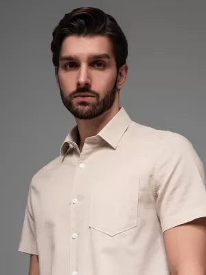 Cămaşă OMBRE OM-SHSS-0168 BEJ