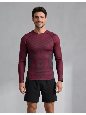 Tricou de compresie funcțională pentru bărbați cu premium cu mânecă lungă ALTISPORT VOJ/ALM095TR03 VIN ROȘU