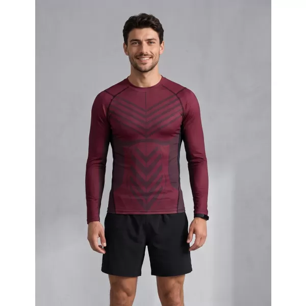  Tricou de compresie funcțională pentru bărbați cu premium cu mânecă lungă ALTISPORT VOJ/ALM095TR03 VIN ROȘU 