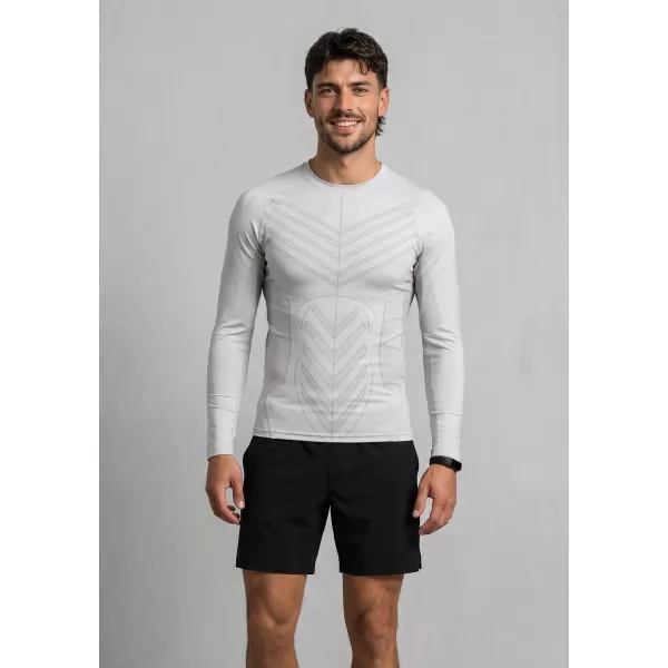  Tricou de compresie funcțională pentru bărbați cu premium cu mânecă lungă ALTISPORT VOJ/ALM095TR03 GRI 