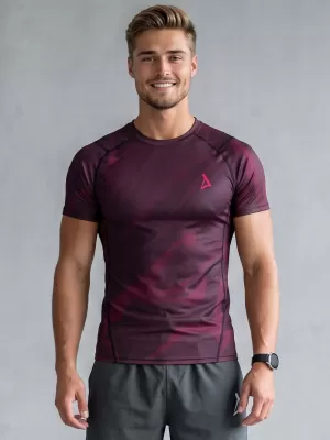 Tricou de compresie funcțională pentru bărbați cu premiu cu mânecă scurtă ALTISPORT VOJ/ALM072TR04 VIN ROȘU