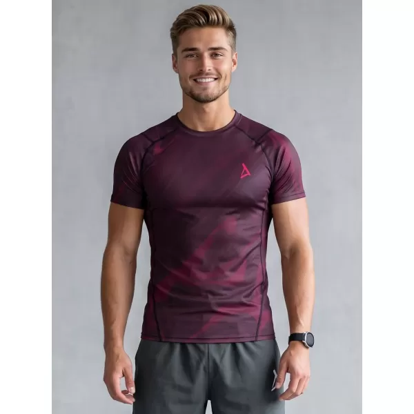 Tricou de compresie funcțională pentru bărbați cu premiu cu mânecă scurtă ALTISPORT VOJ/ALM072TR04 VIN ROȘU 