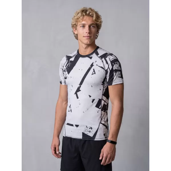  Tricou de compresie funcțională pentru bărbați cu premiu cu mânecă scurtă ALTISPORT VOJ/ALM079TR04 NEGRU -GRAY 