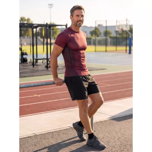  Tricou de compresie funcțională pentru bărbați cu premiu cu mânecă scurtă ALTISPORT VOJ/ALM095TR04 VIN ROȘU 