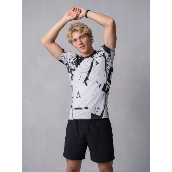  Tricou de compresie funcțională pentru bărbați cu premiu cu mânecă scurtă ALTISPORT VOJ/ALM079TR04 NEGRU -GRAY 